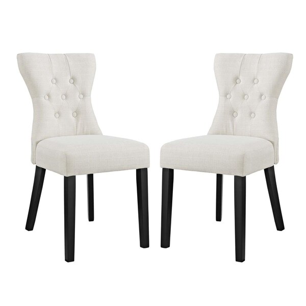 Modway Furniture Upholstered Fabric Silhouette Dining Side Chairs - Beige, 36 x 18 x 24.5 in., 2PK - EEI-3327-BEI