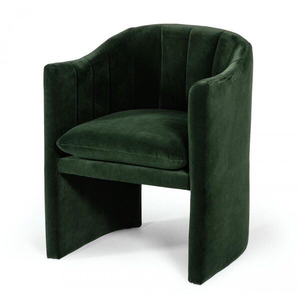 Homeroots Velvet Modern Curvilinear Dining Chair, Dark Green - 472224