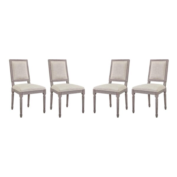 Modway Furniture Upholstered Fabric Court Dining Side Chair, Beige - Set of 4 - EEI-3501-BEI