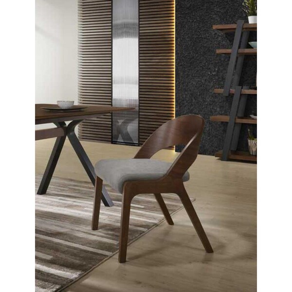 Homeroots Gray Walnut Fabric Modern Dining Chairs - Set of 2 - 472152