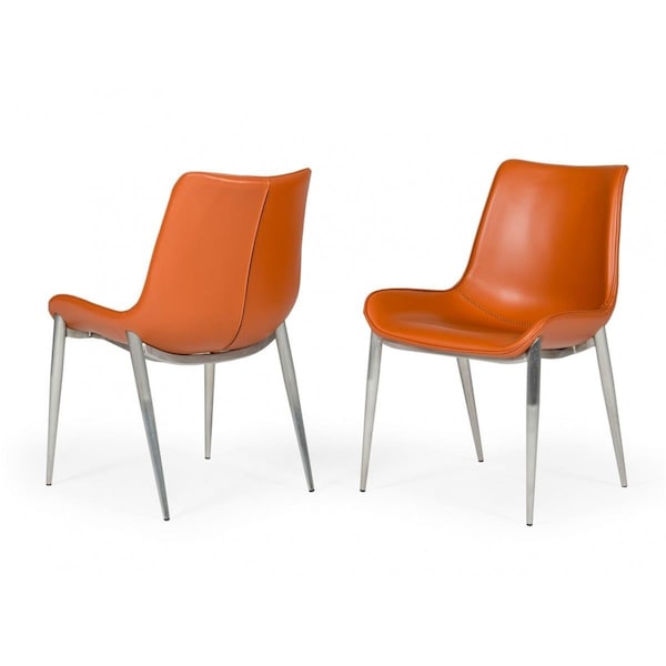 Gfancy Fixtures Cognac Faux Leather Modern Dining Chairs - Set of 2 - GF3107119