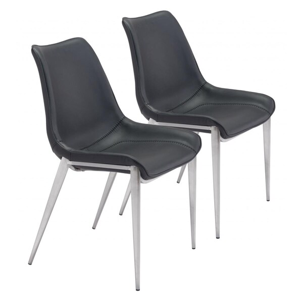 Homeroots Stich White Faux Leather Side or Dining Chairs, 2PK - 389846