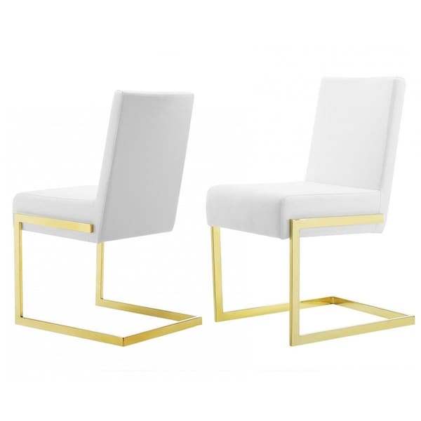 Homeroots White Gold Modern Dining Chairs, 2PK - 472190