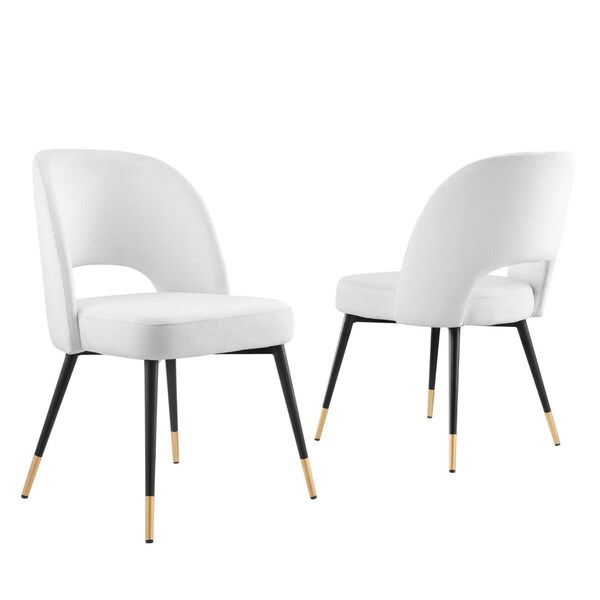 Modway Furniture Rouse Performance Velvet Dining Side Chairs, White - Set of 2 - EEI-4599-WHI