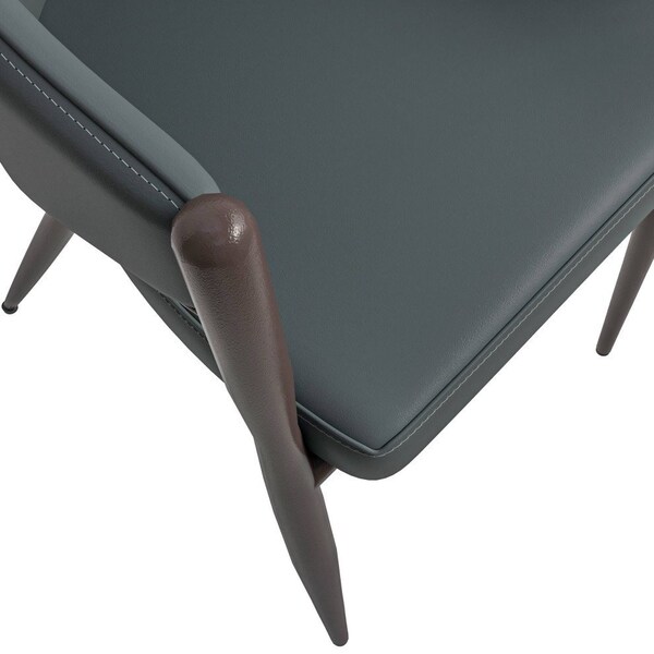 Leisuremod Sante Modern Leather Dining Arm Chair with Iron Legs in Grey - SC53GRW