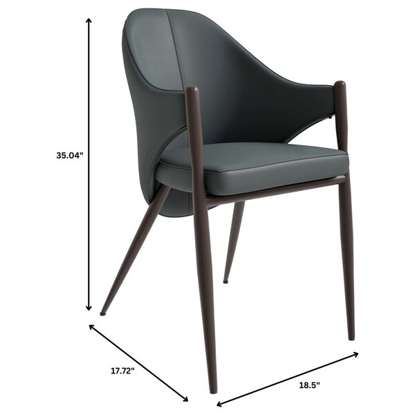 Leisuremod Sante Modern Leather Dining Arm Chair with Iron Legs in Grey - SC53GRW