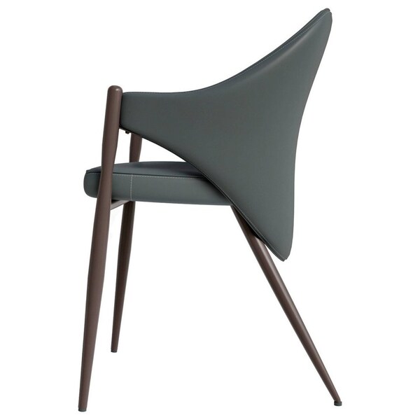 Leisuremod Sante Modern Leather Dining Arm Chair with Iron Legs in Grey - SC53GRW