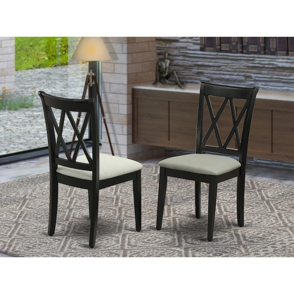 East West Furniture East West Furniture CLC-BLK-C Clarksville Double X-back Chairs with Linen Fabric Fabric Seat - Black - Set of 2 - CLC-BLK-C