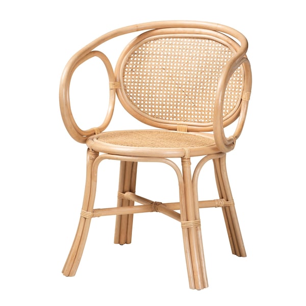 Baxton Studio Palesa Modern Bohemian Natural Brown Rattan Dining Chair - 232-13159-ZORO