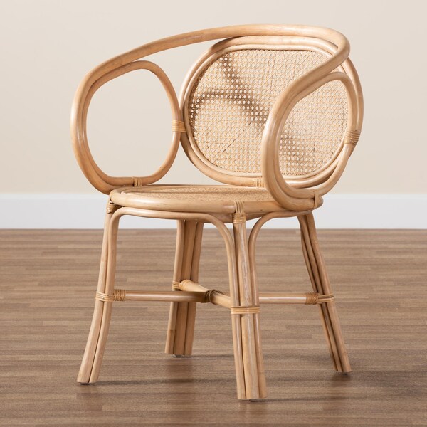 Baxton Studio Palesa Modern Bohemian Natural Brown Rattan Dining Chair - 232-13159-ZORO