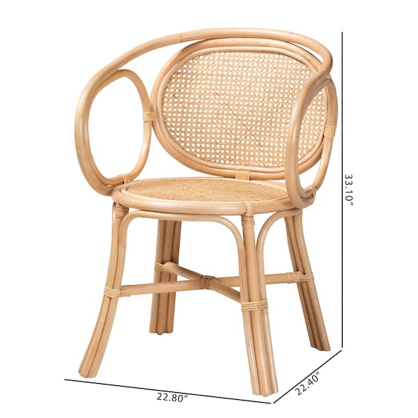 Baxton Studio Palesa Modern Bohemian Natural Brown Rattan Dining Chair - 232-13159-ZORO