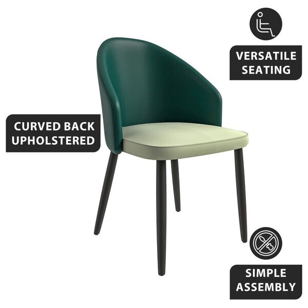Leisuremod Paradiso Collection Modern Dining Seat in Green, with Light Grey Fabric Seat, 2PK - PC50GLGR2