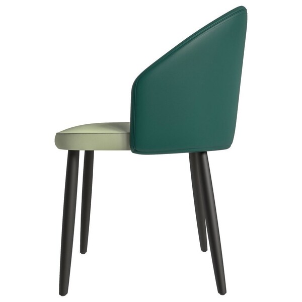 Leisuremod Paradiso Collection Modern Dining Seat in Green, with Light Grey Fabric Seat, 2PK - PC50GLGR2