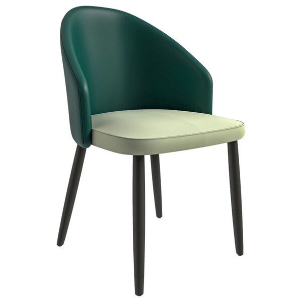 Leisuremod Paradiso Collection Modern Dining Seat in Green, with Light Grey Fabric Seat, 2PK - PC50GLGR2