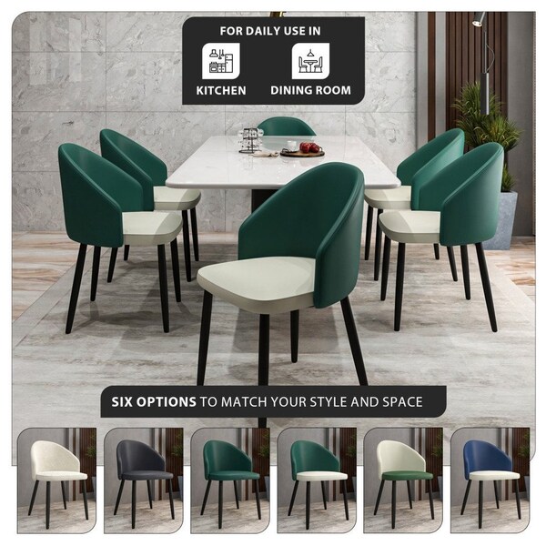 Leisuremod Paradiso Collection Modern Dining Seat in Green, with Light Grey Fabric Seat, 2PK - PC50GLGR2