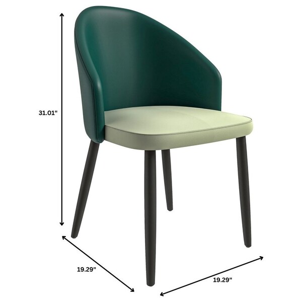 Leisuremod Paradiso Collection Modern Dining Seat in Green, with Light Grey Fabric Seat, 2PK - PC50GLGR2
