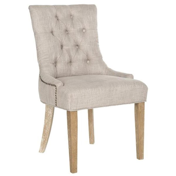 Safavieh Abby Grey Tufted Side Chairs - Brass Nail Heads, 36.4 x 23.8 x 22 in., 2PK - MCR4701L-SET2