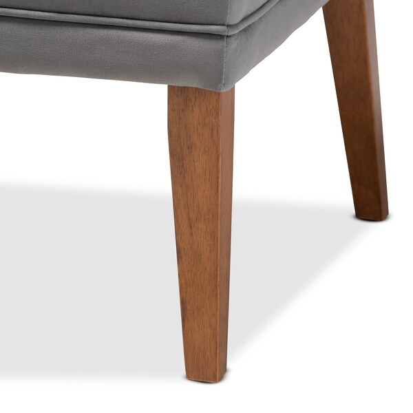 Baxton Studio Stewart MidCentury Modern Grey Velvet Upholstered and Walnut Brown Finished Wood Dining Chair - 214-11698-ZORO