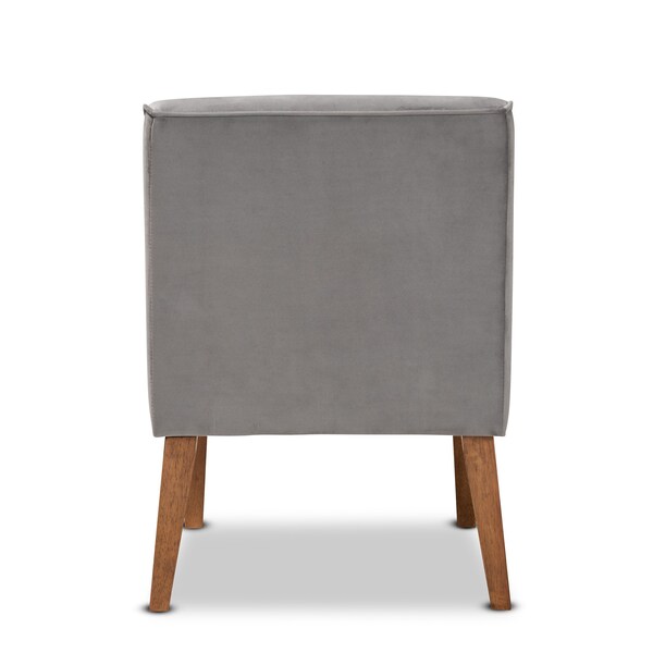 Baxton Studio Stewart MidCentury Modern Grey Velvet Upholstered and Walnut Brown Finished Wood Dining Chair - 214-11698-ZORO