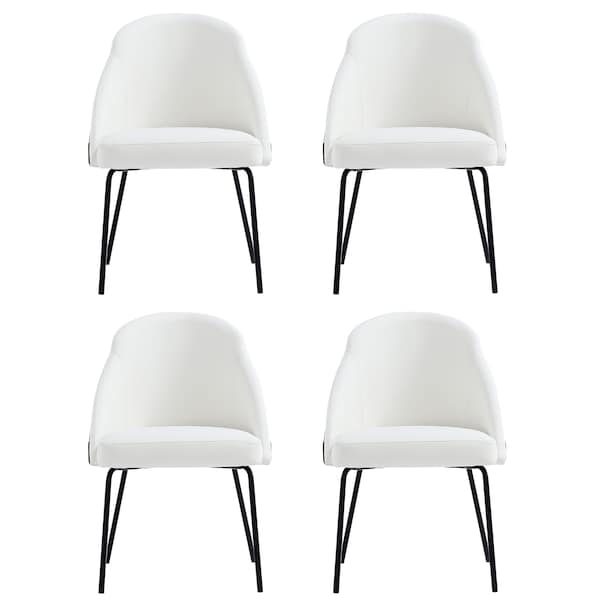 Manhattan Comfort Gracie Dining Chair in White and Black - Set of 4 - 4-DC100-BWH