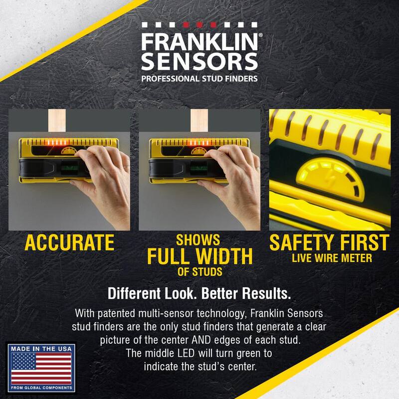 Franklin Sensors ProSensor M210 Full Width Center and Edge Stud Finder with 13-Sensors and Live Wire Meter/Wood and Metal Stud Detector - FSM21012HD