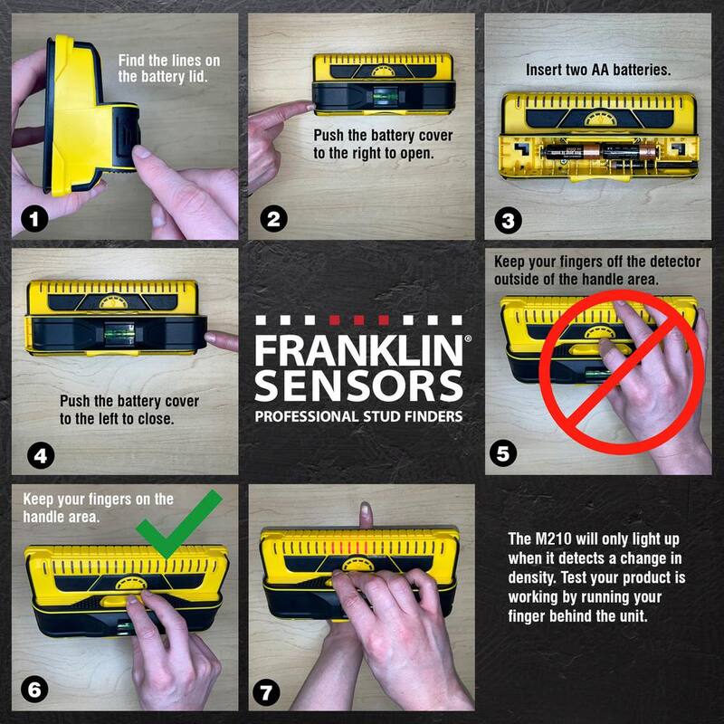 Franklin Sensors ProSensor M210 Full Width Center and Edge Stud Finder with 13-Sensors and Live Wire Meter/Wood and Metal Stud Detector - FSM21012HD
