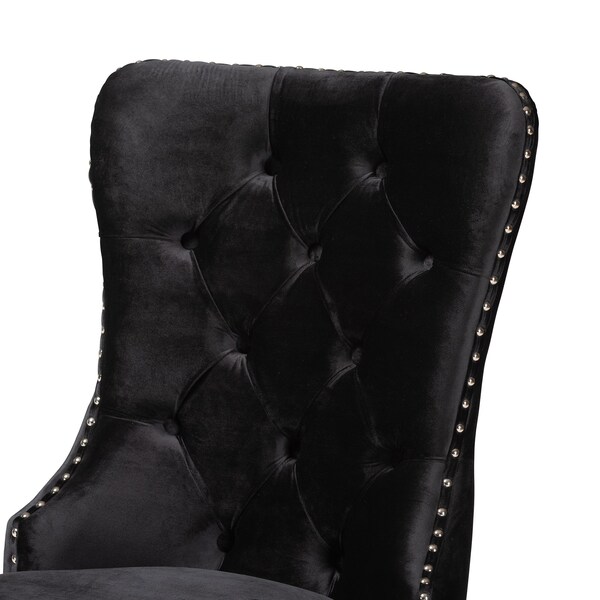 Baxton Studio Honora Contemporary Glam and Luxe Black Velvet Fabric and Silver Metal 2Piece Dining Chair Set - 221-2PC-12909-ZORO