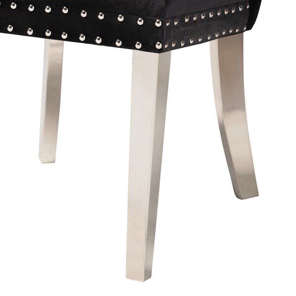 Baxton Studio Honora Contemporary Glam and Luxe Black Velvet Fabric and Silver Metal 2Piece Dining Chair Set - 221-2PC-12909-ZORO