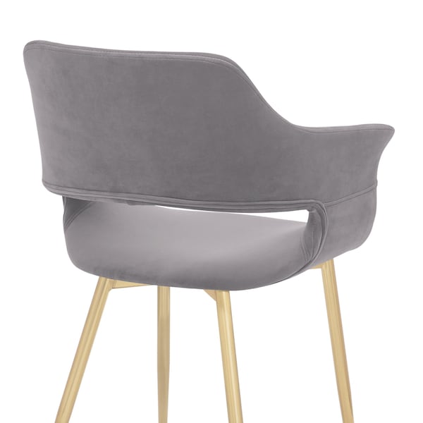 Armen Living Gigi Gray Velvet Dining Room Chair with Gold Metal Legs - Set of 2 - LCGICHGREY