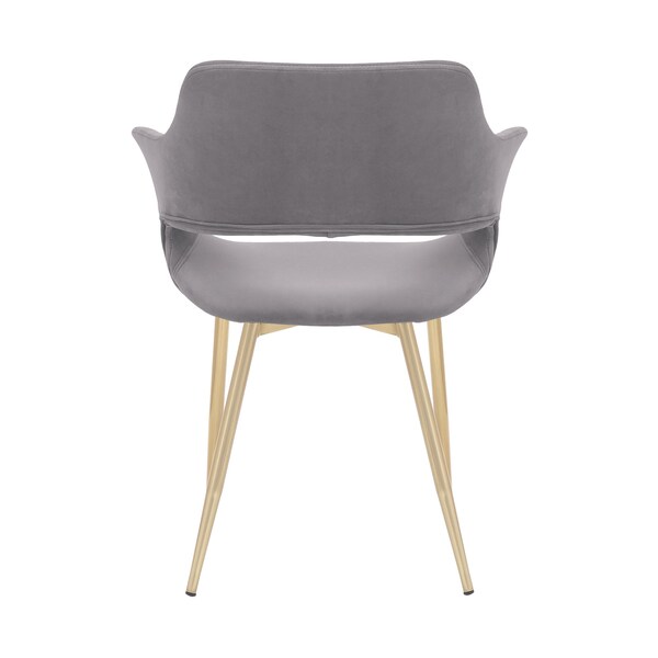 Armen Living Gigi Gray Velvet Dining Room Chair with Gold Metal Legs - Set of 2 - LCGICHGREY