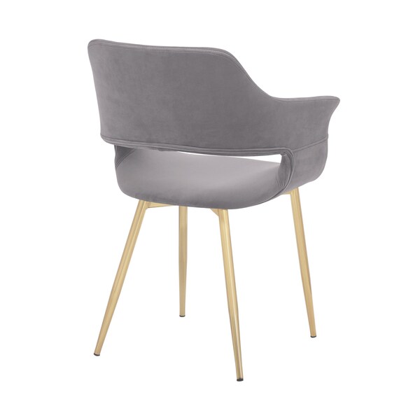 Armen Living Gigi Gray Velvet Dining Room Chair with Gold Metal Legs - Set of 2 - LCGICHGREY