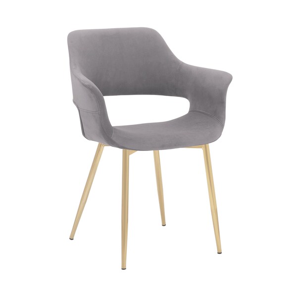 Armen Living Gigi Gray Velvet Dining Room Chair with Gold Metal Legs - Set of 2 - LCGICHGREY
