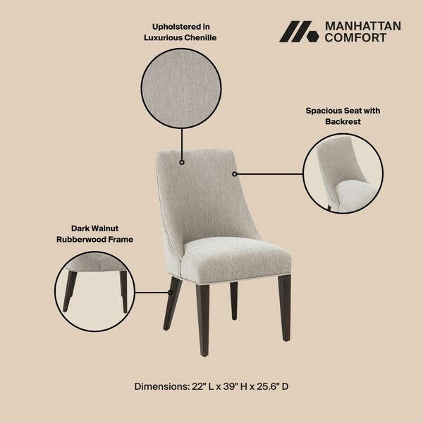 Manhattan Comfort Beever Dining Chair in Taupe - Set of 2 - DC103-TP