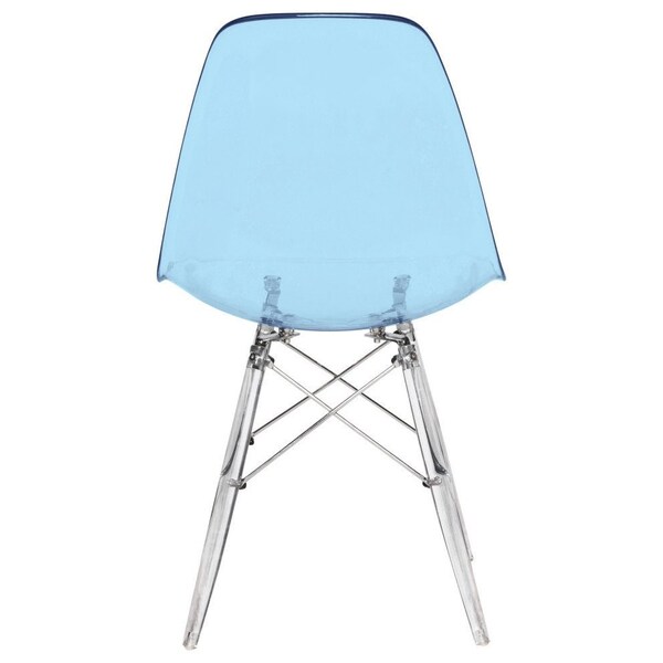 Leisuremod Dover Dining Side Chair with Acrylic Legs, Transparent Blue, 2PK - EPC19TBU2