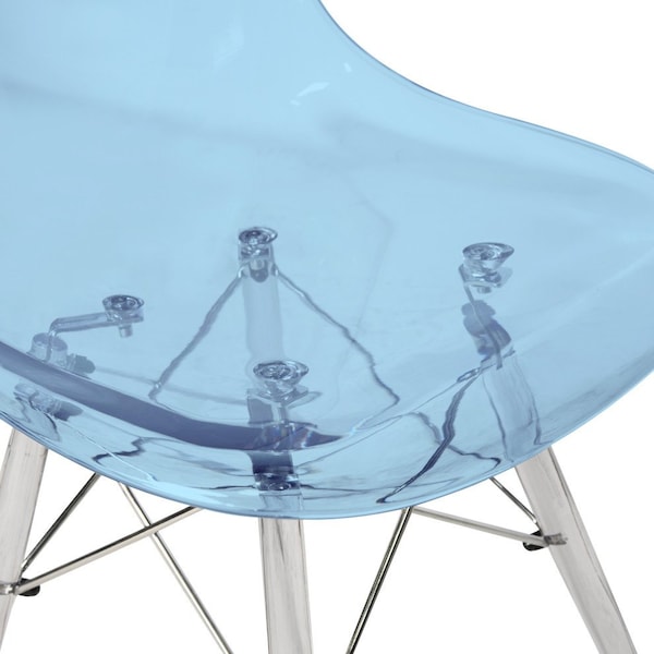 Leisuremod Dover Dining Side Chair with Acrylic Legs, Transparent Blue, 2PK - EPC19TBU2