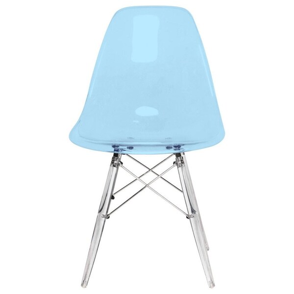 Leisuremod Dover Dining Side Chair with Acrylic Legs, Transparent Blue, 2PK - EPC19TBU2