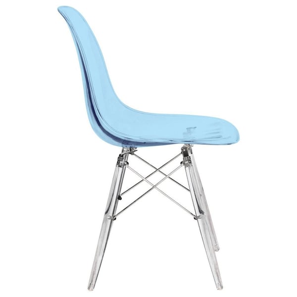 Leisuremod Dover Dining Side Chair with Acrylic Legs, Transparent Blue, 2PK - EPC19TBU2
