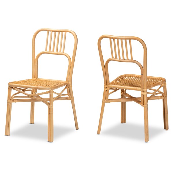 Baxton Studio Ivora Modern Bohemian Natural Brown Rattan 2Piece Dining Chair Set, PR - 211-2PC-12762-ZORO
