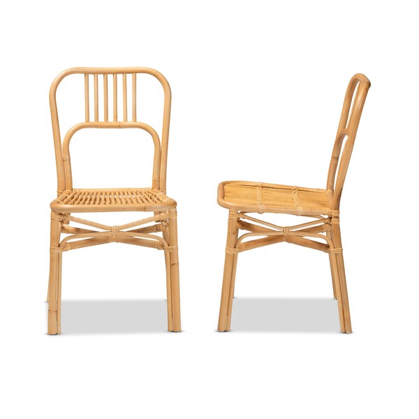 Baxton Studio Ivora Modern Bohemian Natural Brown Rattan 2Piece Dining Chair Set, PR - 211-2PC-12762-ZORO