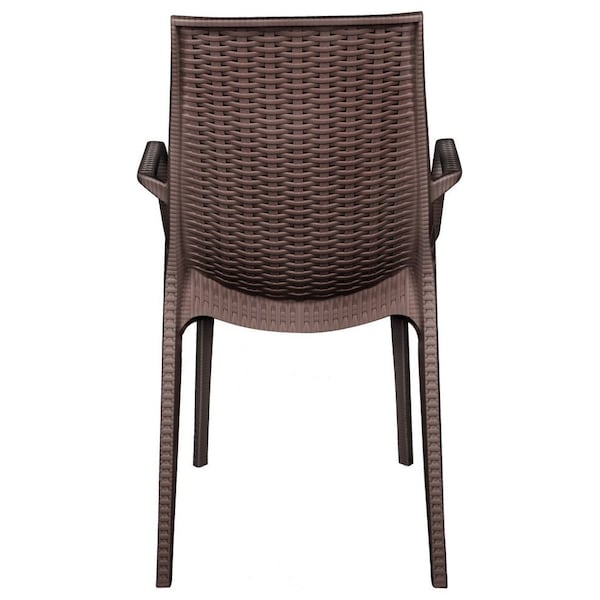 Leisuremod Kent Outdoor Dining Arm Chair, Brown, 4PK - KCA21BR4