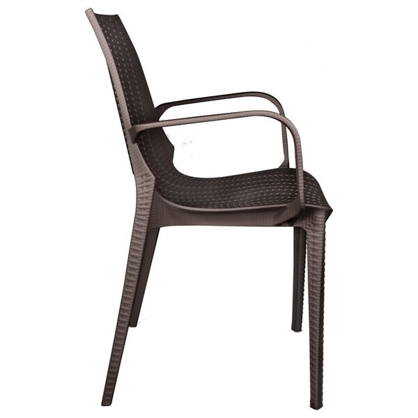 Leisuremod Kent Outdoor Dining Arm Chair, Brown, 4PK - KCA21BR4