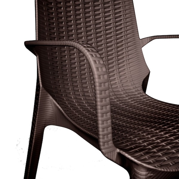 Leisuremod Kent Outdoor Dining Arm Chair, Brown, 4PK - KCA21BR4