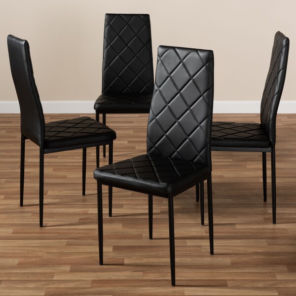 Baxton Studio Blaise Modern Black Faux Leather Upholstered Dining Chair, PK4 - 146-8781