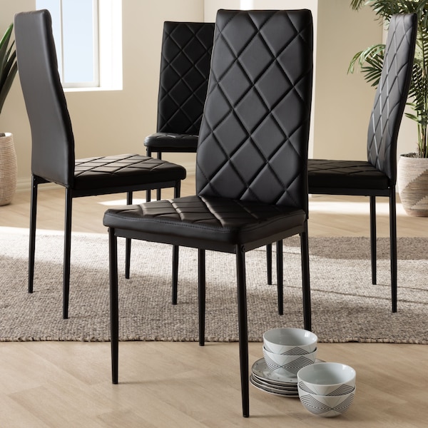 Baxton Studio Blaise Modern Black Faux Leather Upholstered Dining Chair, PK4 - 146-8781