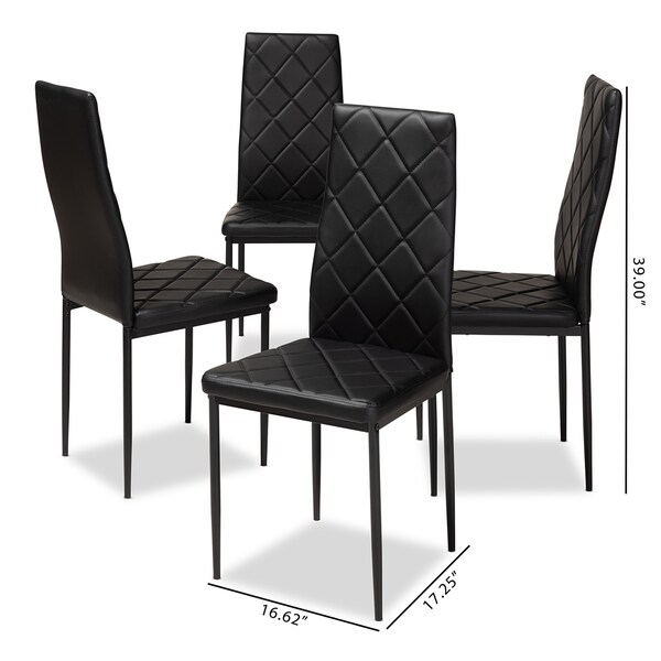 Baxton Studio Blaise Modern Black Faux Leather Upholstered Dining Chair, PK4 - 146-8781