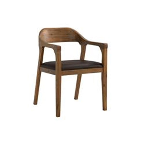 Benjara Curved Panel Back Dining Chair with Sleek Track Arms, Brown - BM239749