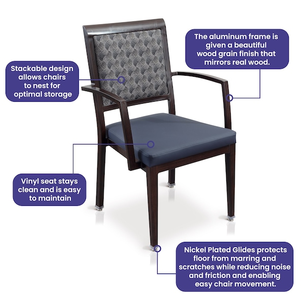 Medacure Squared Navy Stain-Resistant Dining Room Chair for Seniors & Homecare - MC-DCA450B