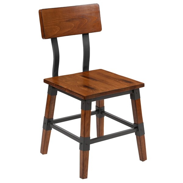 Flash Furniture Rustic Antique Walnut Industrial Wood Dining Chair, PK4 - 4-XU-DG-W0236-GG
