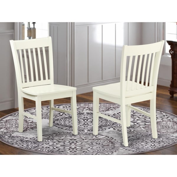 East West Furniture Norfolk Dining Chair with Wood Seat - Linen White - Set of 2 - NFC-LWH-W