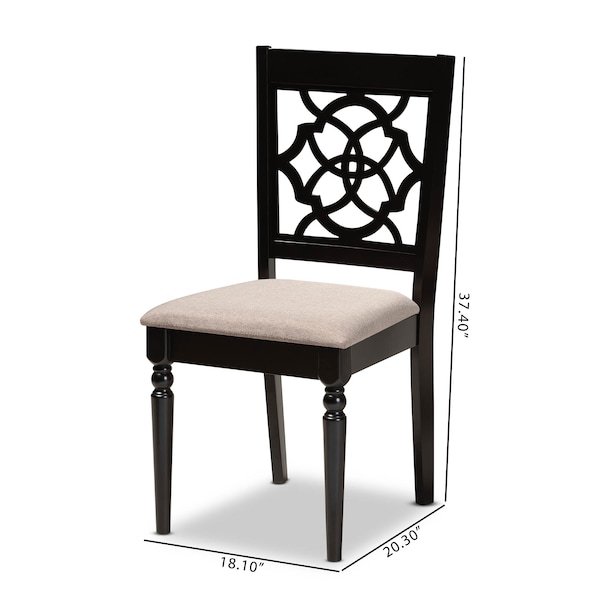 Baxton Studio Renaud Sand Upholstered and Espresso Wood 2-Piece Dining Chair Set - 165-10535